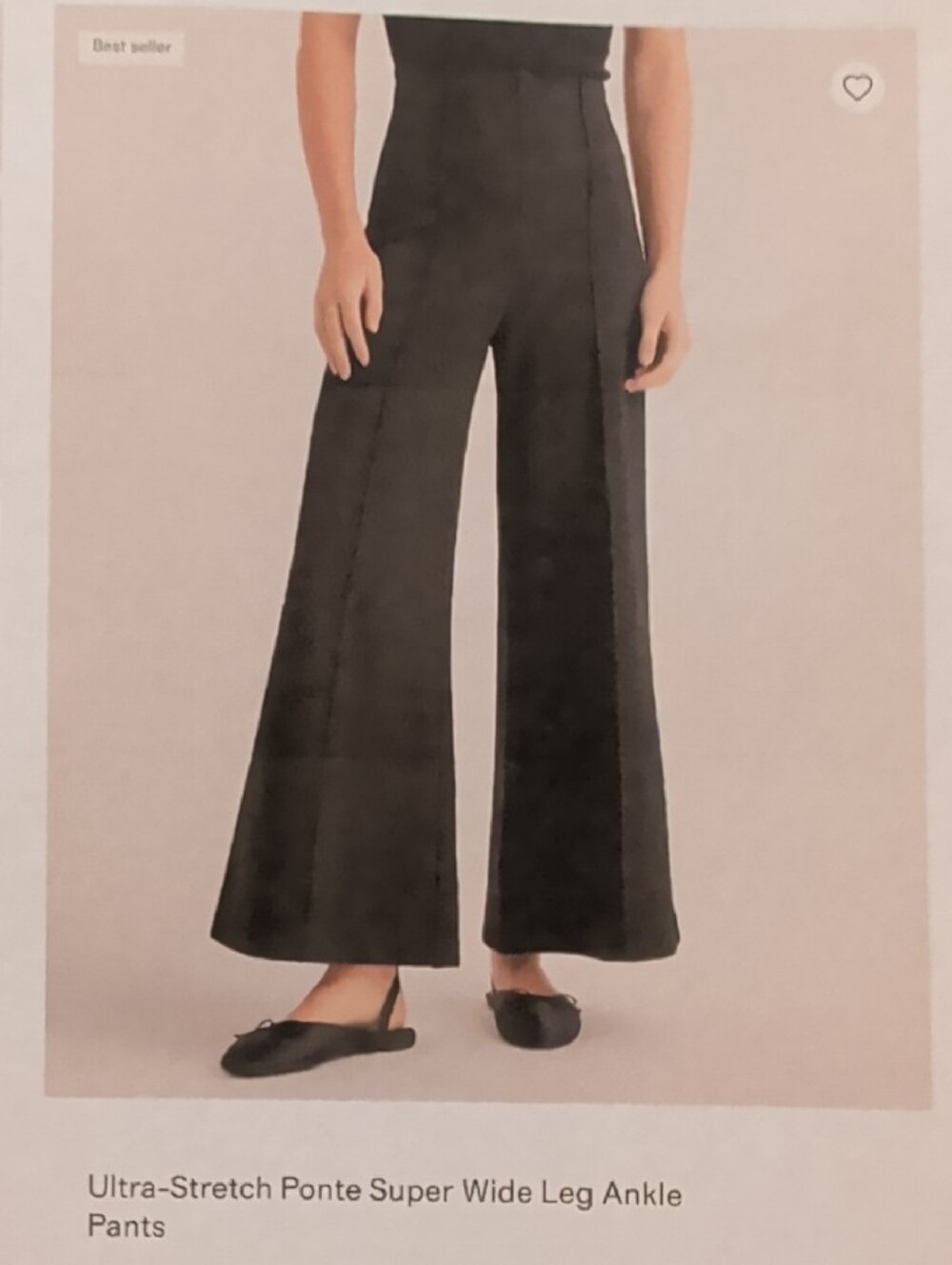 Quince Black Ultra-Stretch Ponte Super Wide Leg Ankle Pants